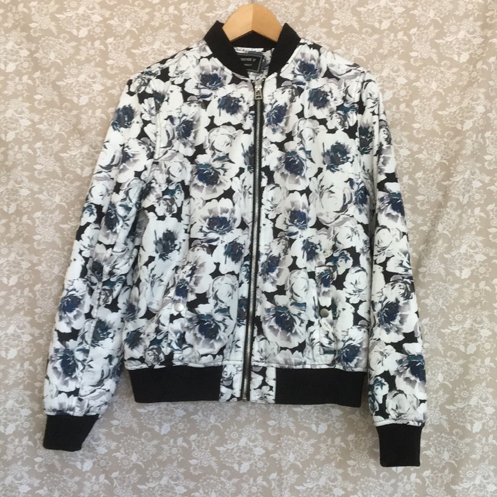 Forever 21 floral bomber jacket